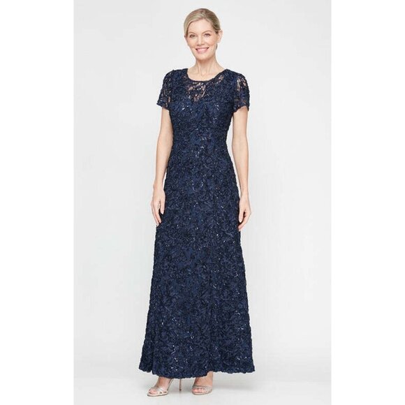Alex Evenings Dresses & Skirts - ALEX EVENINGS maxi dress gown sequins formal special occasion navy blue plus 20W